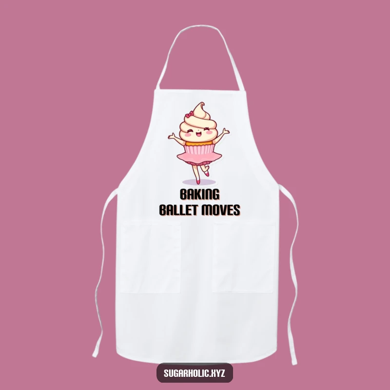 Funny Cupcake Ballet Apron: Delighted Chef Character, Dance Kitchen Gift