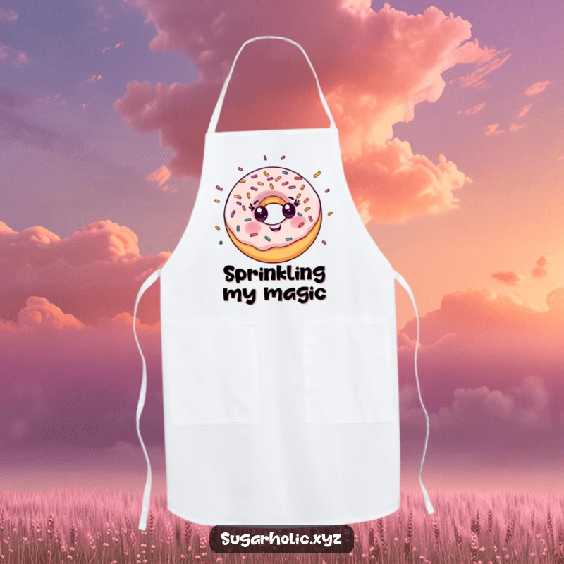 Funny Apron: Smiling donut character with a joyful explosion of sprinkles, keeping you clean with sweet style.