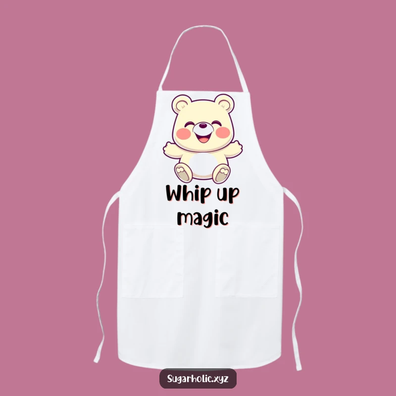 Protect your clothes and add a splash of fun to your kitchen with this apron featuring a grinning gummy bear in an energetic bounce. Cooking never looked so cheerful!