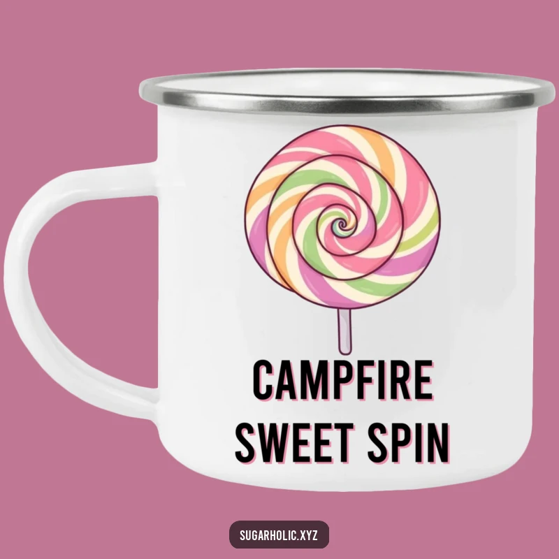 Funny Spinning Lollipop Camping Mug - Exciting Trail Treat Companion!
