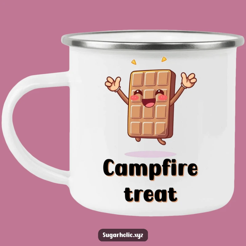 Funny Chocolate Jump Camping Mug - Enamel Celebration Coffee Cup Gift