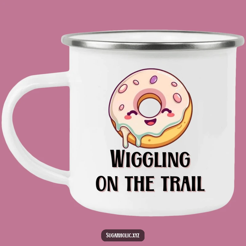 Funny Donut Camping Mug: Wiggling Glazed Enamel Mug, Hilarious Treat Gift