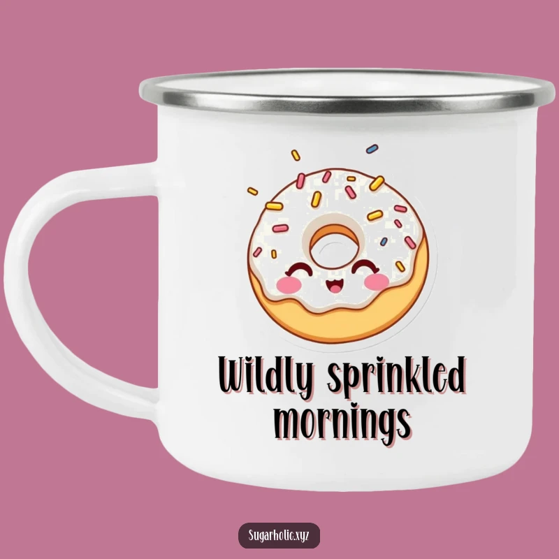 Funny Donut Sprinkle Wink Camping Mug - Durable & Hilarious Outdoor Drinkware