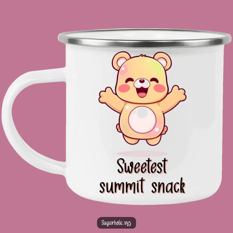Funny Gummy Bear Jump Camping Mug: Adventure Fuel for Celebration, Great Gift