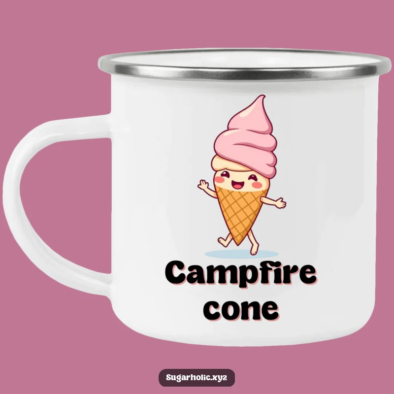 Funny Ice Cream Jig Camping Mug - Enamel Cone Dancer Coffee Cup Gift