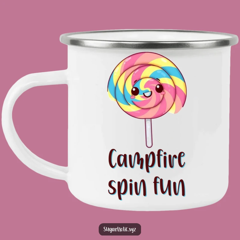 Funny Lollipop Spin Camping Mug: Gleeful Treat Cup, Perfect Funny Gift for Outdoor Fun