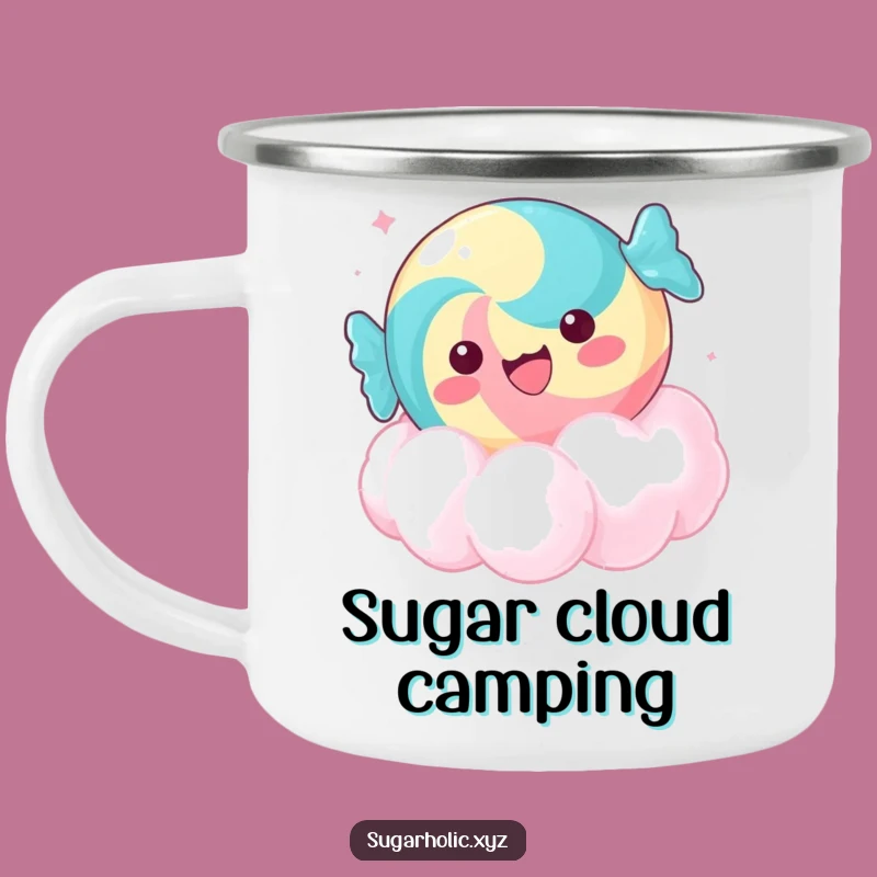 Funny Candy Cloud Camping Mug - Float Away with Sweet Humor Outdoors!