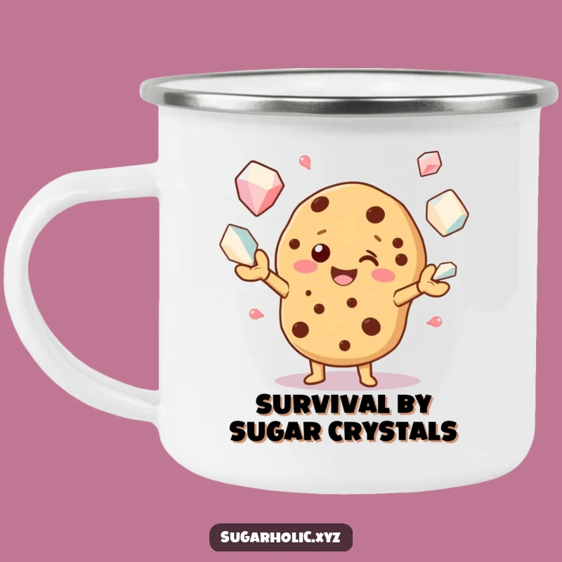 Funny Cookie Juggling Sugar Crystals Camping Mug - Durable & Hilarious Outdoor Drinkware