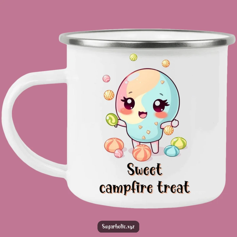 Funny Candy Juggler Camping Mug - Sweet Adventures Await - Funny Gift!