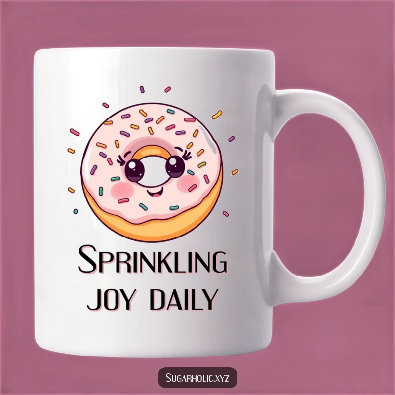 Funny Donut Sprinkle Mug: Smiling Character Fun, Perfect Funny Gift