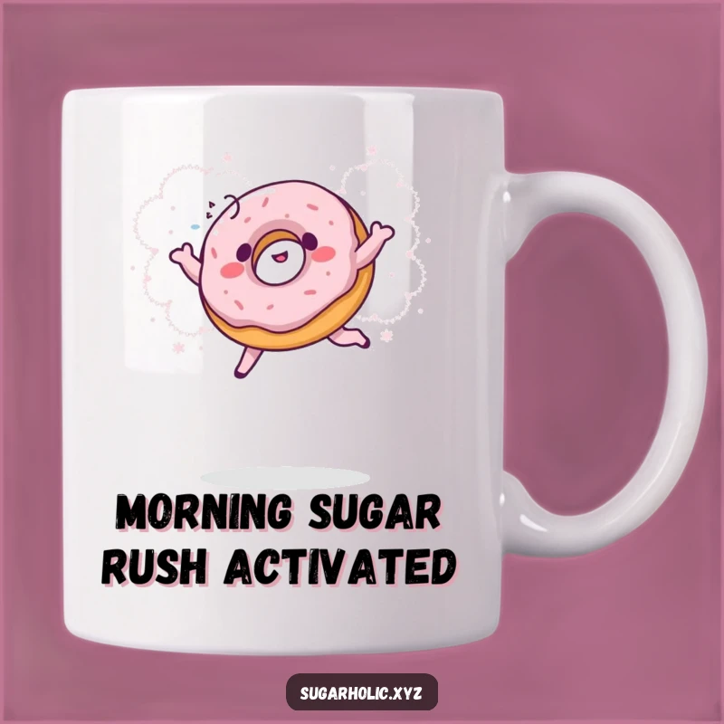 Funny Giggling Donut Powder Jump Mug - Hilarious Sweet Treat Gift Idea