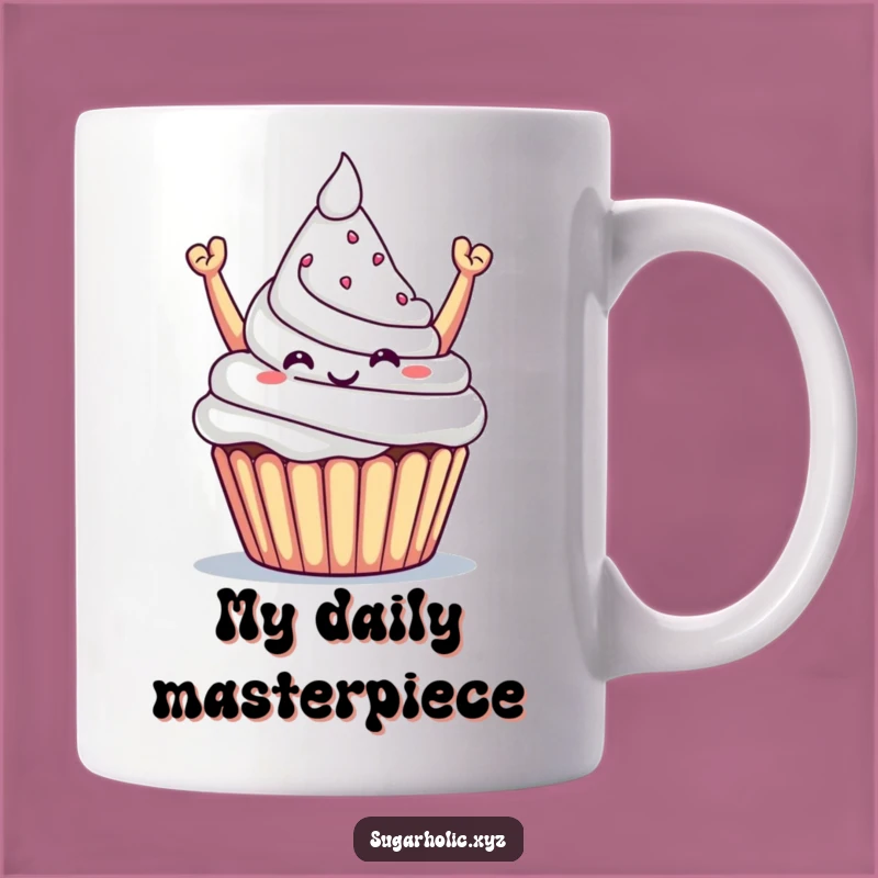 Funny Triumphant Cupcake Mug: Sweet Victory Celebration