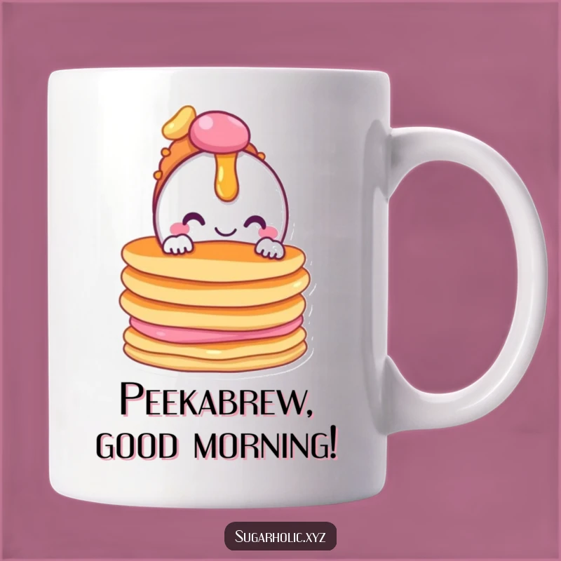 Smiley Candy Pancake Peek Funny Mug - Breakfast Humor Gift Idea