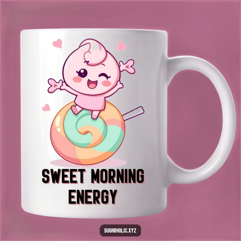 Funny Candy Surfer Mug: Cheerful Character Bouncing, Perfect Funny Gift