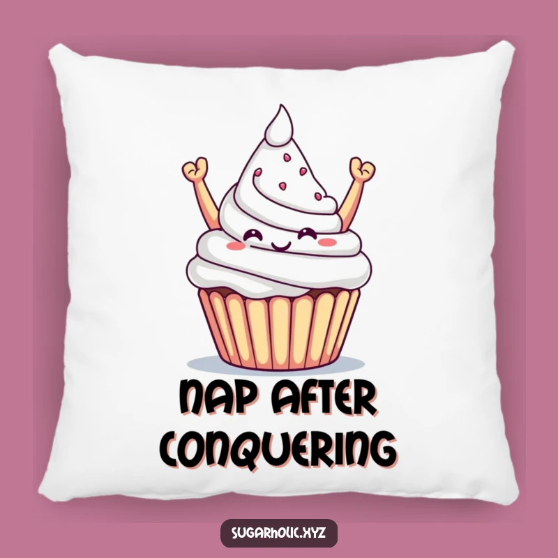 Funny Cupcake Triumph Pillow: Cozy Comfort and Success