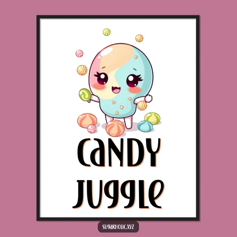Funny Candy Juggler Art Print - Bring Sweet Whimsy Home - Funny Gift!