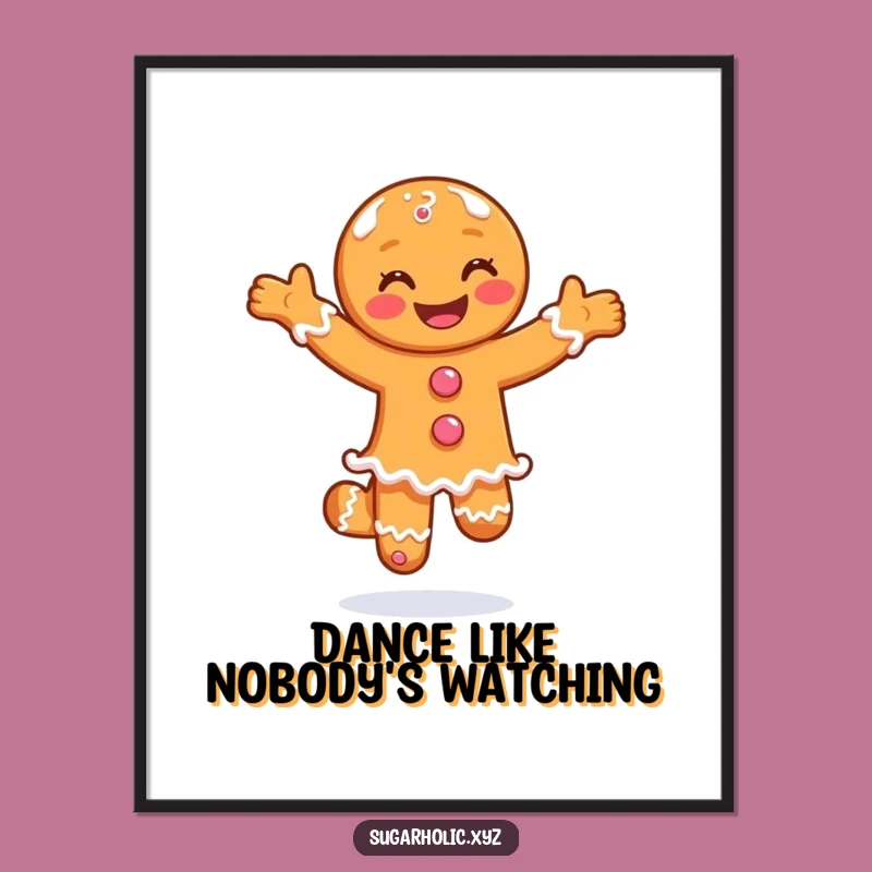 Funny Gingerbread Pirouette Digital Art - Instant Festive Decor!