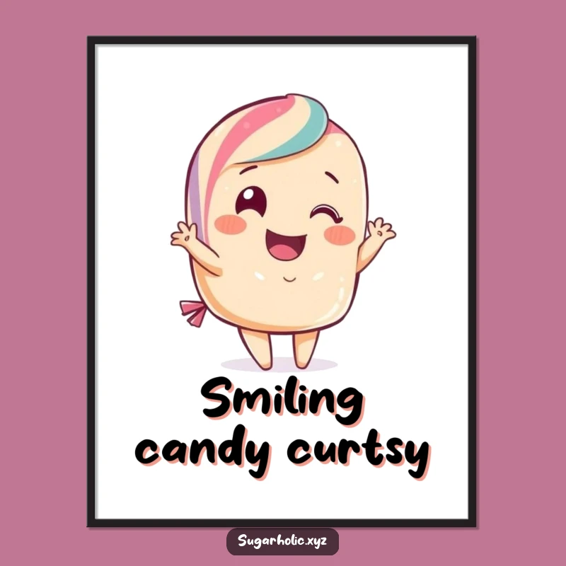 Funny Candy Curtsy Digital Art: Smiling Treat Print, Perfect Funny Gift for Walls