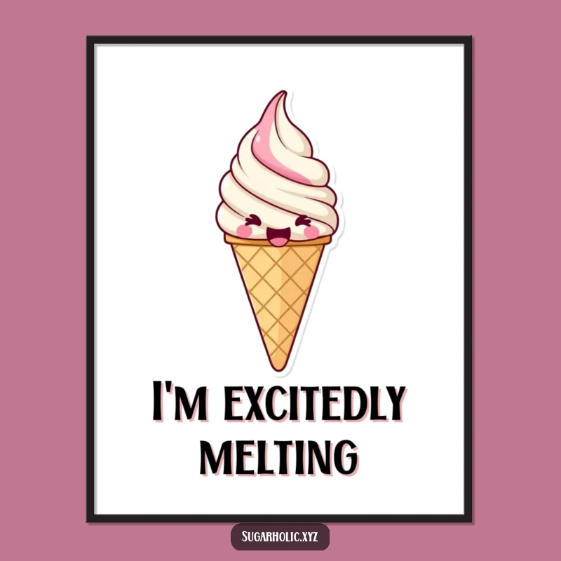 Funny Jubilant Ice Cream Digital Art: Instant Download, Swirls of Joy, Perfect Funny Gift Art