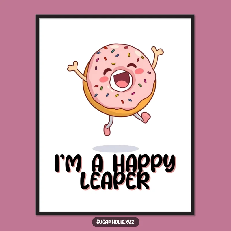 Funny Jumping Donut Digital Art: Instant Download, Sprinkled Ecstasy, Perfect Funny Gift Art