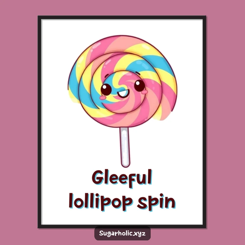 Funny Lollipop Spin Digital Art: Gleeful Treat Print, Perfect Funny Gift for Walls