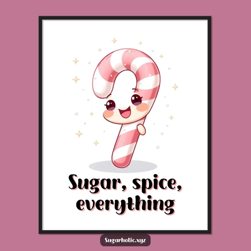 Funny Sparkle Candy Cane Digital Art - Instant Festive Decor!