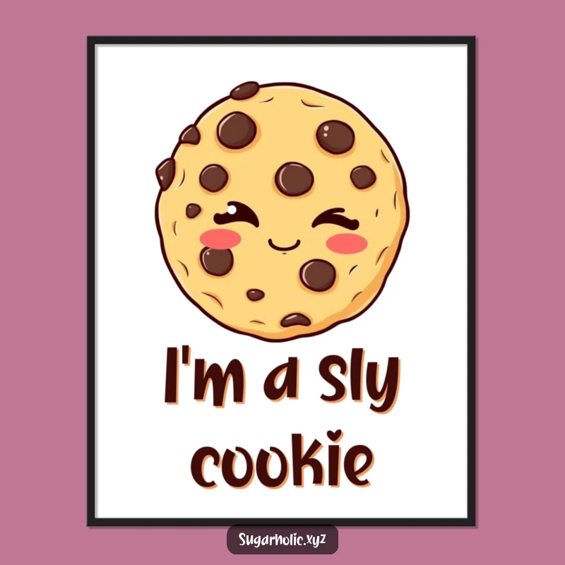 Funny Winking Cookie Digital Art: Instant Download, Mischievous Charm, Perfect Funny Gift Art