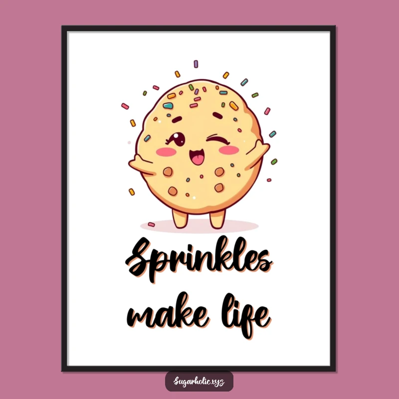 Funny Winking Cookie Digital Art - Sprinkle Shower Instant Download Gift