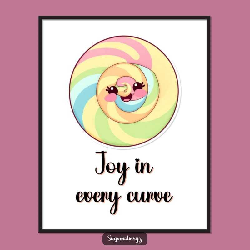 Funny Candy Swirl Digital Art: Delighted Smile for Instant Funny Gift