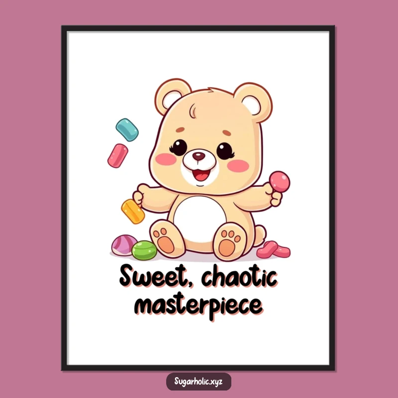 Funny Gummy Bear Juggling Candies Digital Art Print - Instant Laughs for Your Walls!