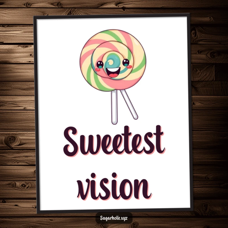Funny Digital Art: A happy lollipop with a swirling pattern spinning, delivering instant sweetness and joy to wall decor.