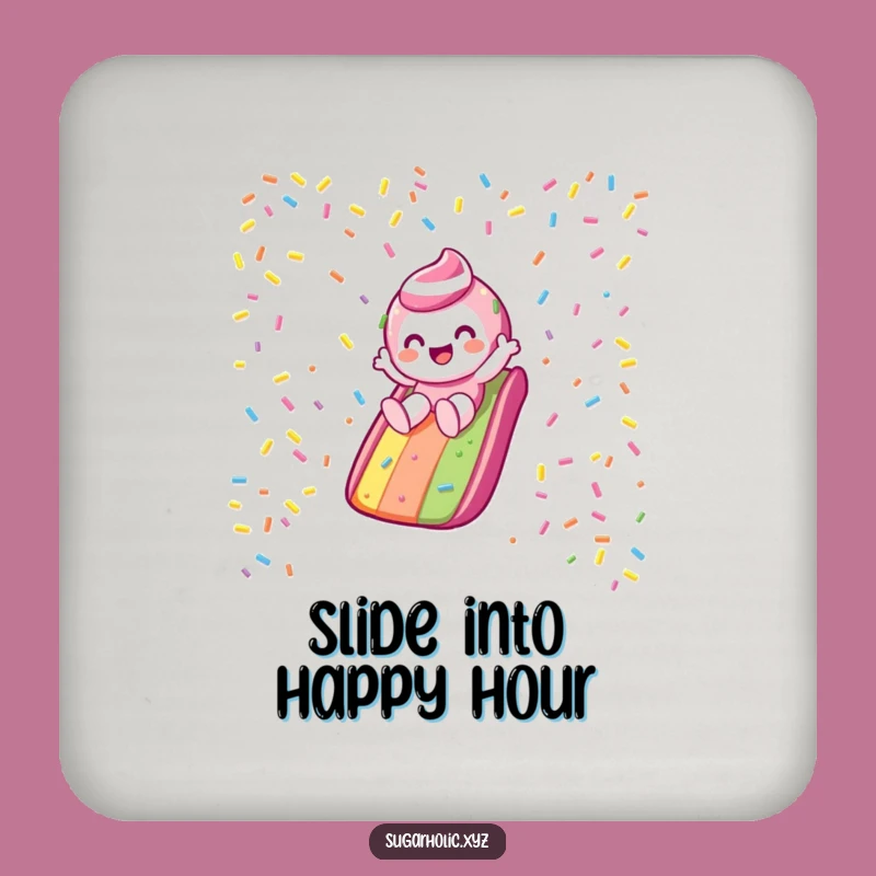 Funny Candy Slide Coaster: Protect Surfaces Sweetly, Gleeful Character, Perfect Funny Gift