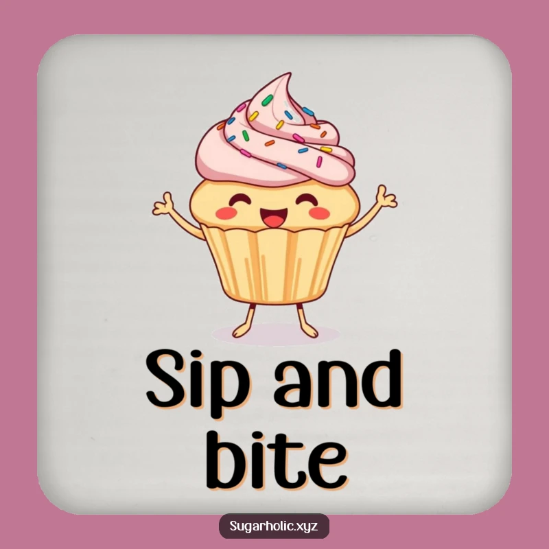 Funny Cupcake Coaster: Joyful Bite Drink Coaster, Hilarious Sprinkled Gift Set