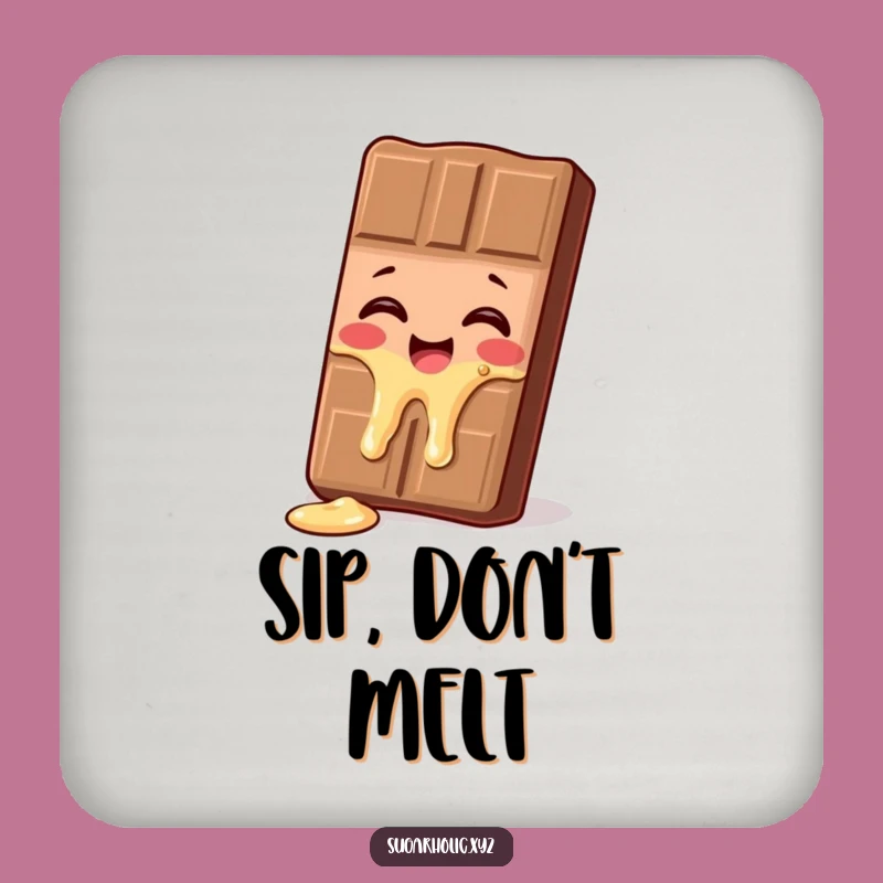 Funny Giggling Chocolate Bar Coaster - Protect Surfaces with Sweet Humor!
