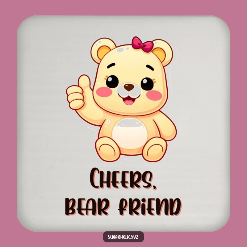 Funny Gummy Bear Thumbs Up Coaster: Cheerful Character Protection, Positive Gift