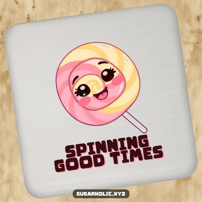 Funny Lollipop Coaster: A giggling lollipop spins happily, protecting surfaces with a sweet and humorous candy design.