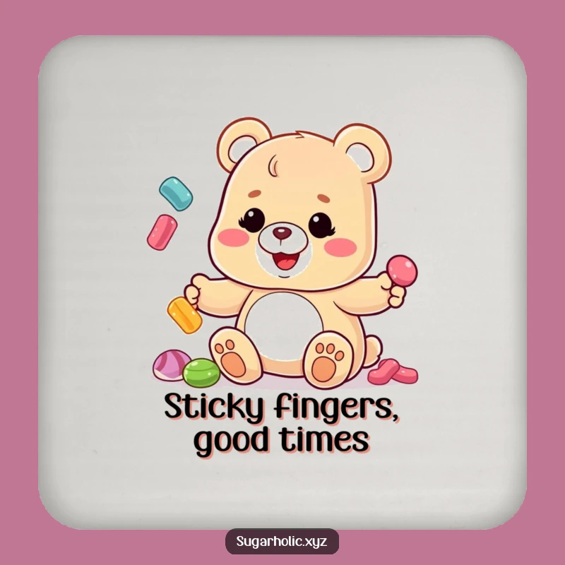 Funny Gummy Bear Juggling Candies Coaster - Protect Surfaces with Humor!