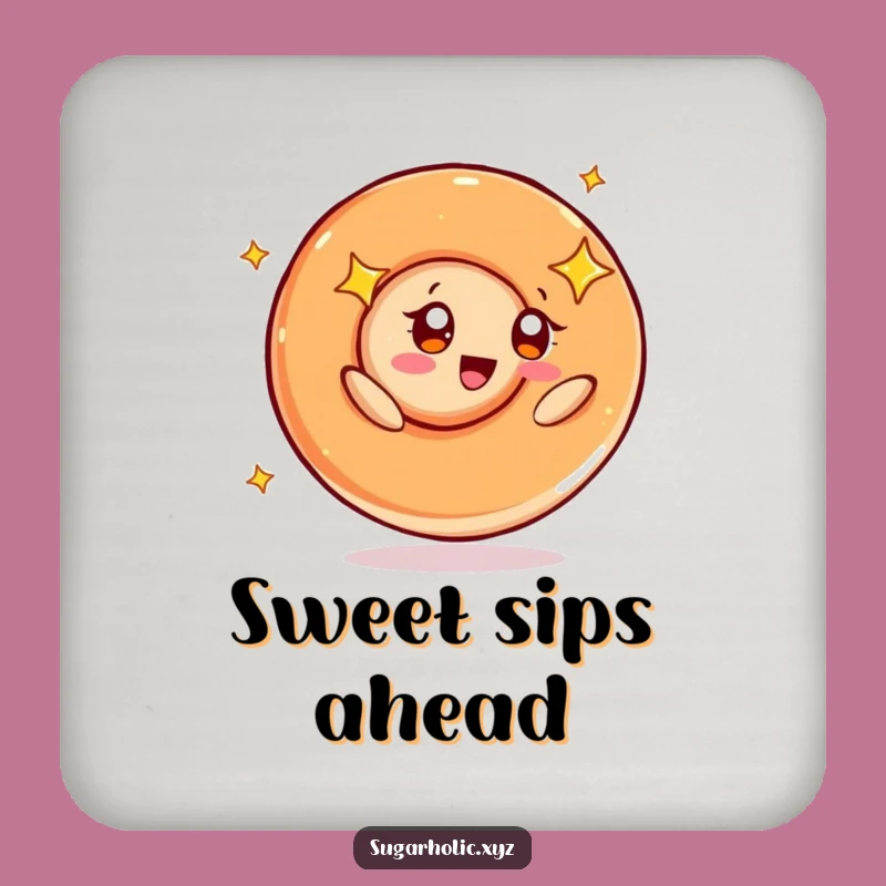 Funny Caramel Swirl Starry Eyes Coaster Set: Protect Surfaces with Sweet Style