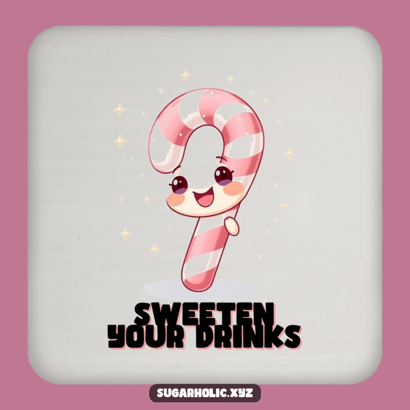 Funny Sparkly Candy Cane Coaster - Protect Your Table with Cheer!