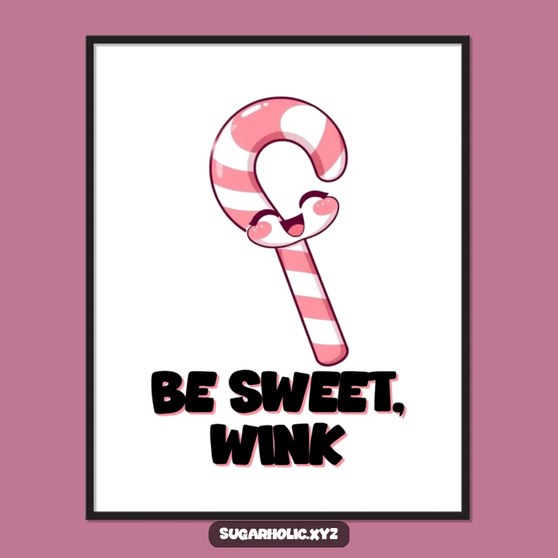 Funny Winking Candy Cane Poster - Playful Wall Art for Festive Cheer!