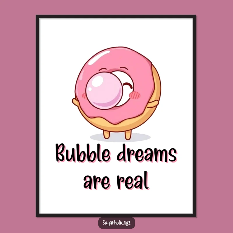 Funny Donut Bubble Gum Poster: Brighten Your Walls with This Hilarious Artwork