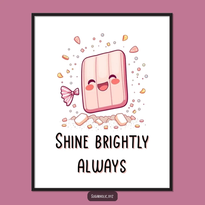 Funny Candy Bar Poster: Shattering Joy, Vibrant Wall Art Gift