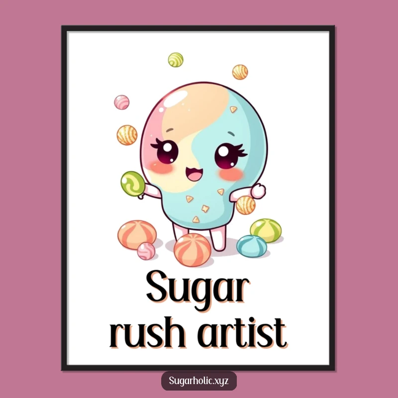 Funny Candy Juggling Art Poster - Decorate with Sweet Skill & Humor - Funny Gift!