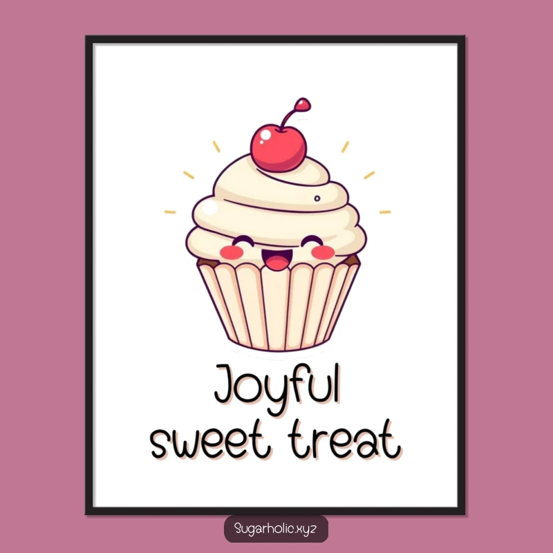 Funny Cupcake Joy Poster: Beaming Treat Art, Perfect Funny Gift for Happy Spaces