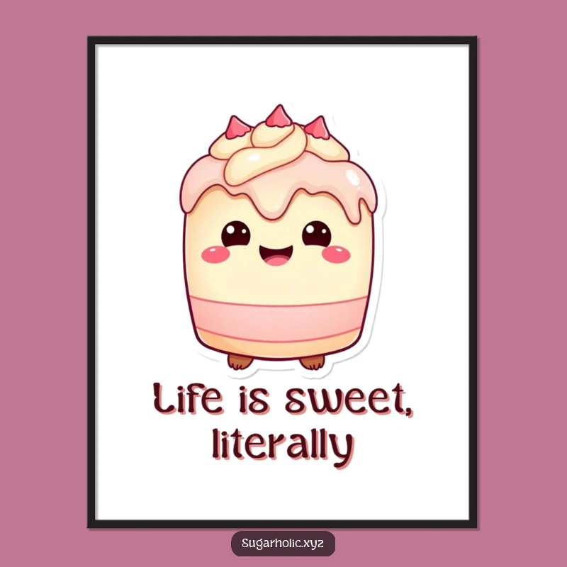 Funny Delightful Cake Art Print: Sweet Decor for Happy Spaces
