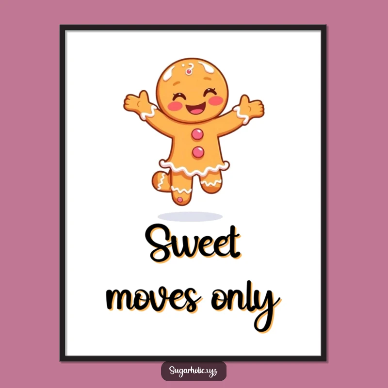 Funny Gingerbread Pirouette Poster - Festive Wall Art Gift!
