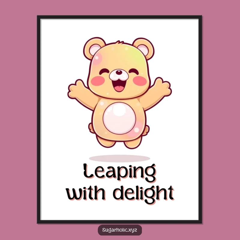 Funny Gummy Bear Jump Poster: Joyful Art for Your Walls, Unique Funny Gift