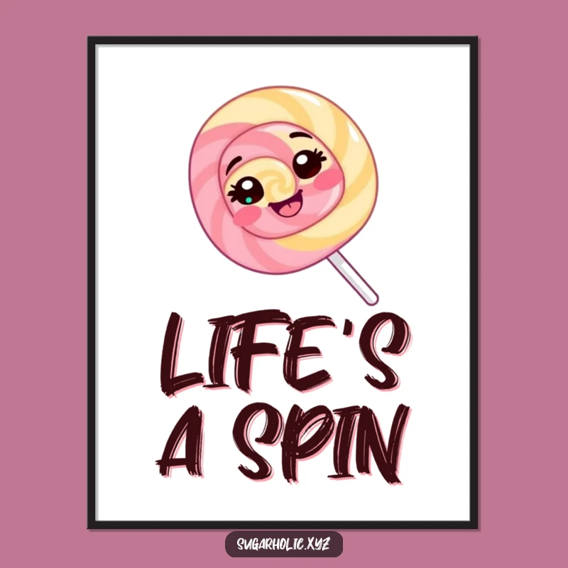 Funny Lollipop Poster: Giggling Spin Art, Hilarious Candy Decor Gift
