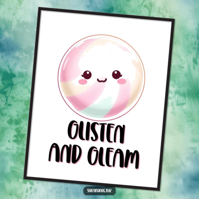 Funny Poster: A beaming piece of hard candy with a shimmering surface, bringing a sense of joy and bright energy.