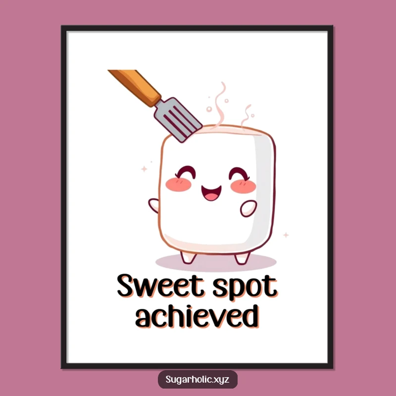 Funny Toasted Marshmallow Poster: Cheerful Blush Art for a Whimsical Funny Gift